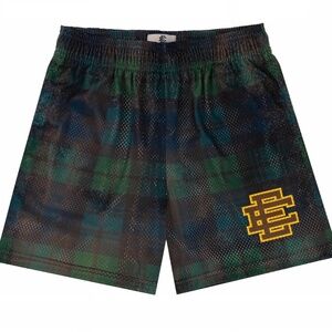 Authentic NEW ERIC EMANUEL Men's Basketball Shorts L Green Basic Mesh EE LARGE